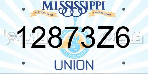 12873Z6 Mississippi License Plate