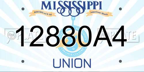 12880A4 Mississippi License Plate