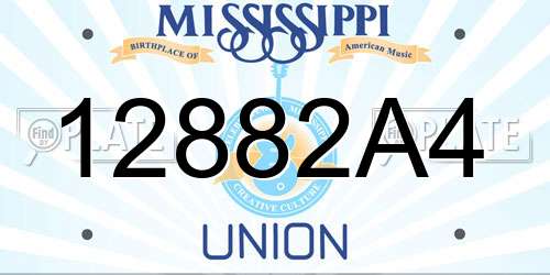 12882A4 Mississippi License Plate