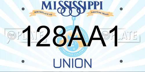 128AA1 Mississippi License Plate