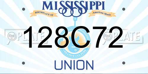 128C72 Mississippi License Plate