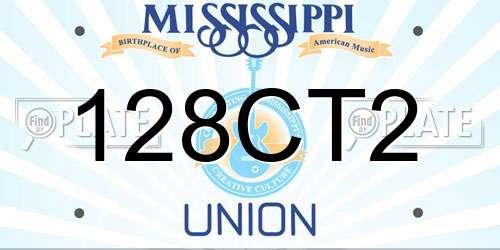 128CT2 Mississippi License Plate