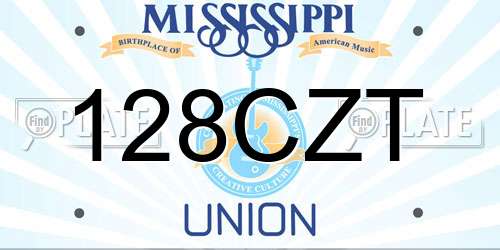 128CZT Mississippi License Plate