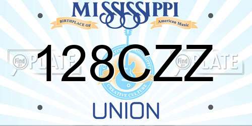 128CZZ Mississippi License Plate