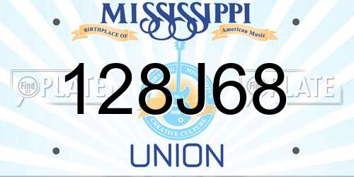 128J68 Mississippi License Plate