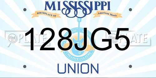 128JG5 Mississippi License Plate