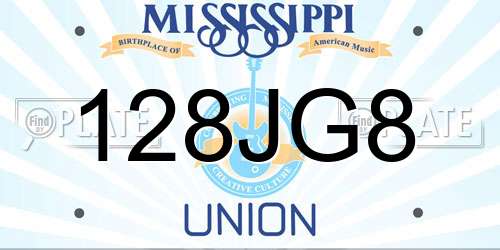 128JG8 Mississippi License Plate