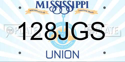 128JGS Mississippi License Plate