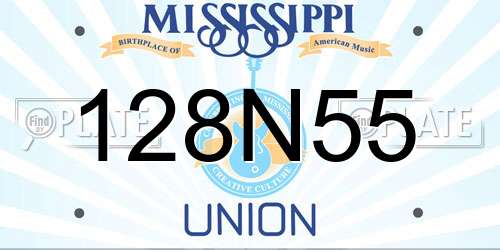 128N55 Mississippi License Plate