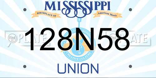 128N58 Mississippi License Plate