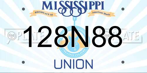 128N88 Mississippi License Plate