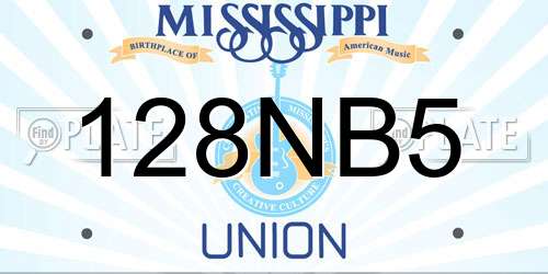 128NB5 Mississippi License Plate