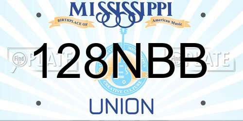 128NBB Mississippi License Plate