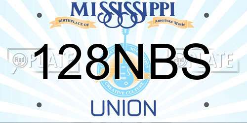 128NBS Mississippi License Plate