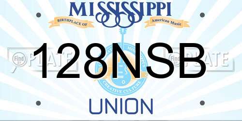 128NSB Mississippi License Plate