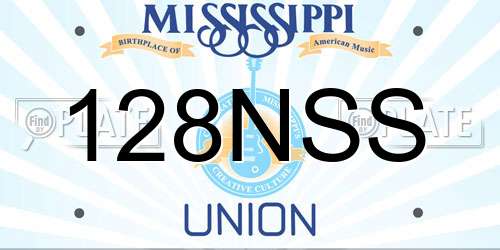 128NSS Mississippi License Plate