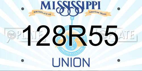 128R55 Mississippi License Plate