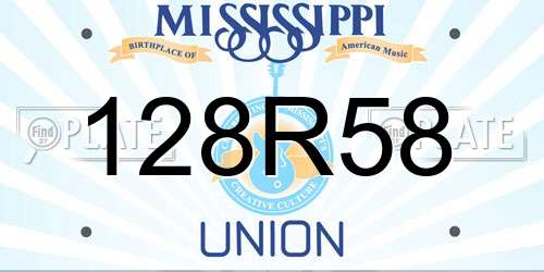 128R58 Mississippi License Plate
