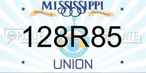 128R85 Mississippi License Plate