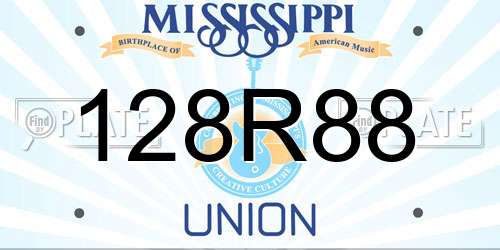 128R88 Mississippi License Plate