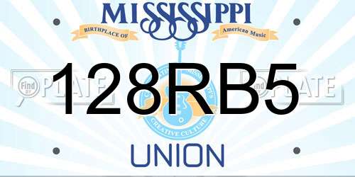 128RB5 Mississippi License Plate