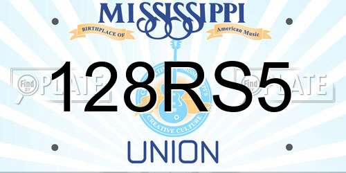 128RS5 Mississippi License Plate