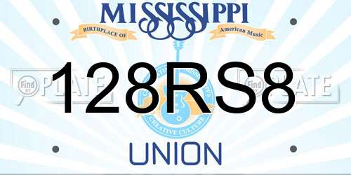 128RS8 Mississippi License Plate