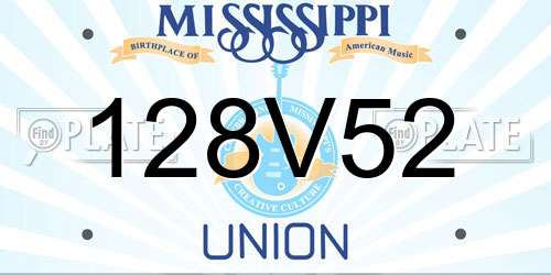 128V52 Mississippi License Plate