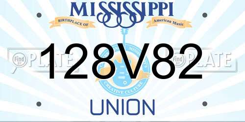 128V82 Mississippi License Plate