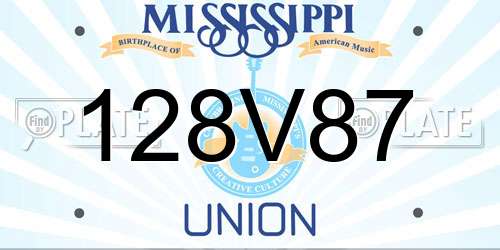 128V87 Mississippi License Plate