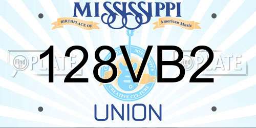 128VB2 Mississippi License Plate