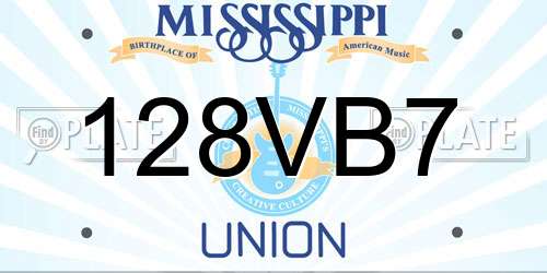 128VB7 Mississippi License Plate