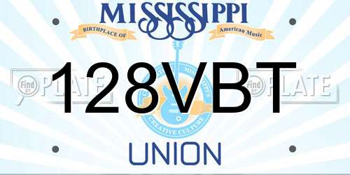 128VBT Mississippi License Plate