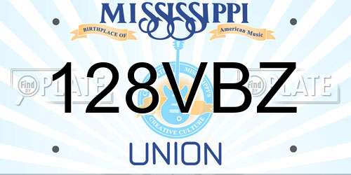 128VBZ Mississippi License Plate