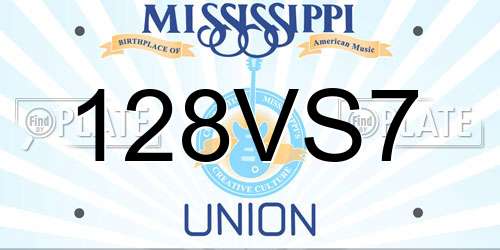 128VS7 Mississippi License Plate