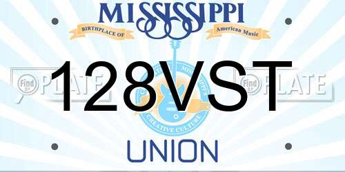 128VST Mississippi License Plate