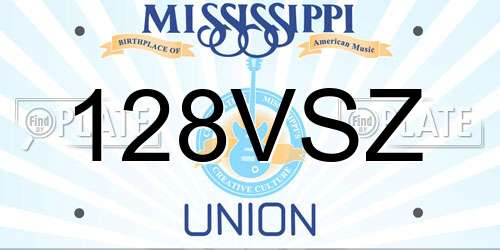 128VSZ Mississippi License Plate