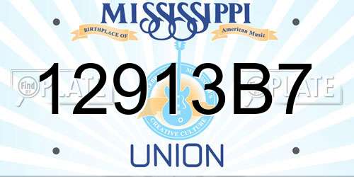 12913B7 Mississippi License Plate