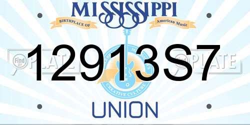 12913S7 Mississippi License Plate