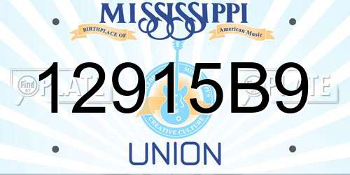 12915B9 Mississippi License Plate