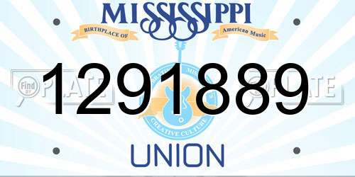 1291889 Mississippi License Plate