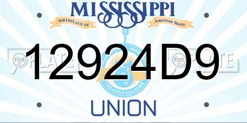 12924D9 Mississippi License Plate