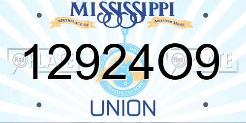 12924O9 Mississippi License Plate