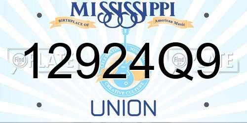 12924Q9 Mississippi License Plate