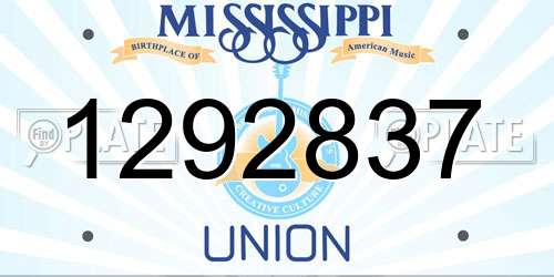 1292837 Mississippi License Plate