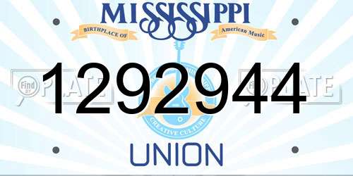 1292944 Mississippi License Plate