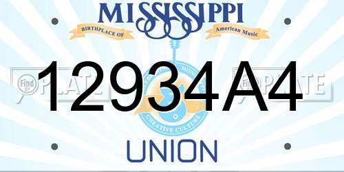 12934A4 Mississippi License Plate