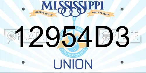 12954D3 Mississippi License Plate