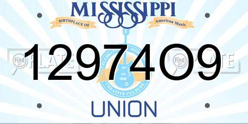 12974O9 Mississippi License Plate