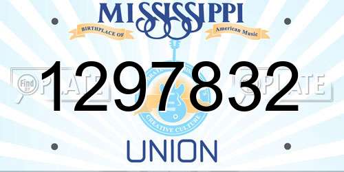 1297832 Mississippi License Plate